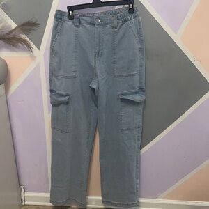 No Boundaries High Rise Light Blue Cargo Jeans